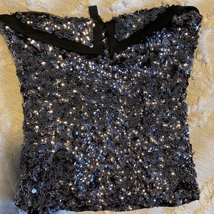 Bebe Women Sequin Body Corset Tub Top